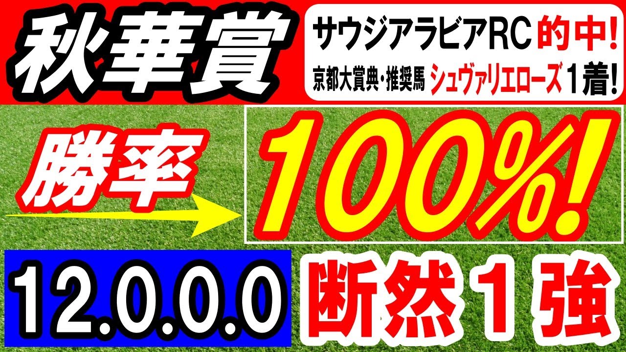 【 秋華賞 2024 】 勝率100％！→（12.0.0.0）断然１強！