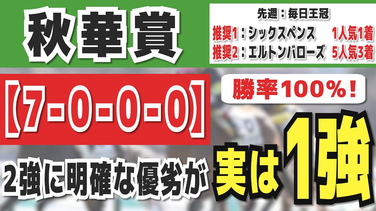 【秋華賞2024】実は1強「7-0-0-0」勝率100％の鉄板データ発見！今年は重賞「38/40週的中」の競馬推進室オススメの軸1頭はコレ！