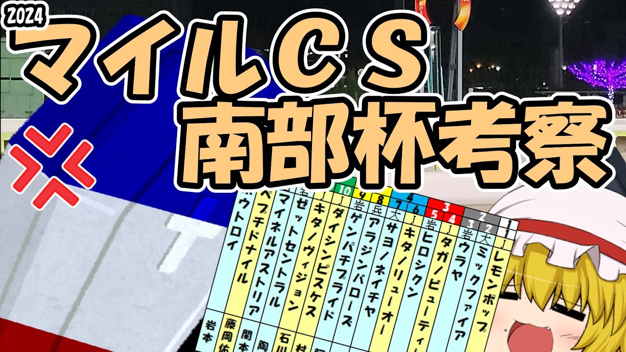 ゆっくり2024マイルCS南部杯考察