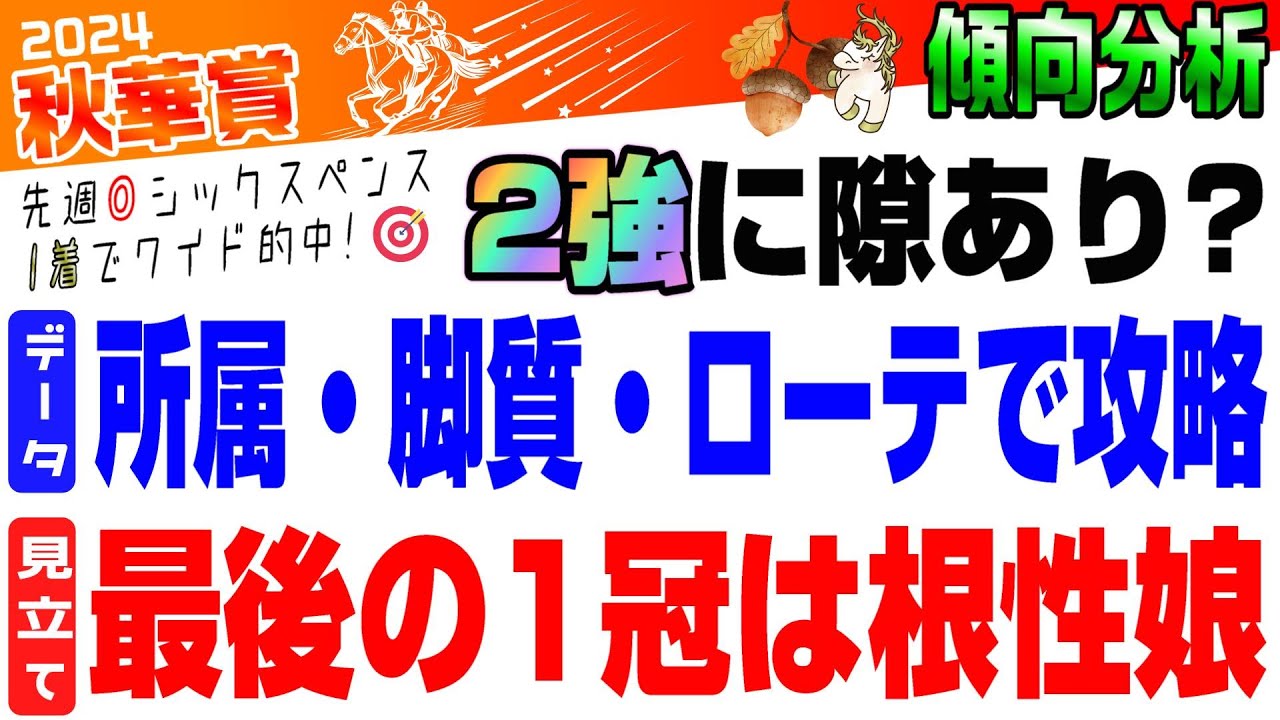 【秋華賞2024・傾向分析】先週の毎日王冠は3年連続的中！その勢いで秋華賞も攻略します！