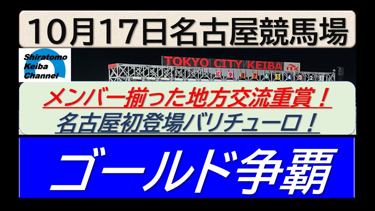 【競馬予想】ゴールド争覇！～２０２４年１０月１７日 名古屋競馬場 ：１０－３９