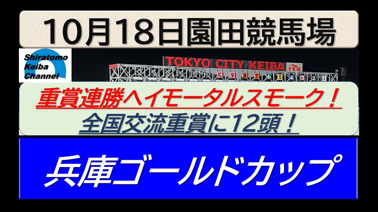 【競馬予想】兵庫ゴールドカップ！～２０２４年１０月１８日 園田競馬場 ：１０－４０