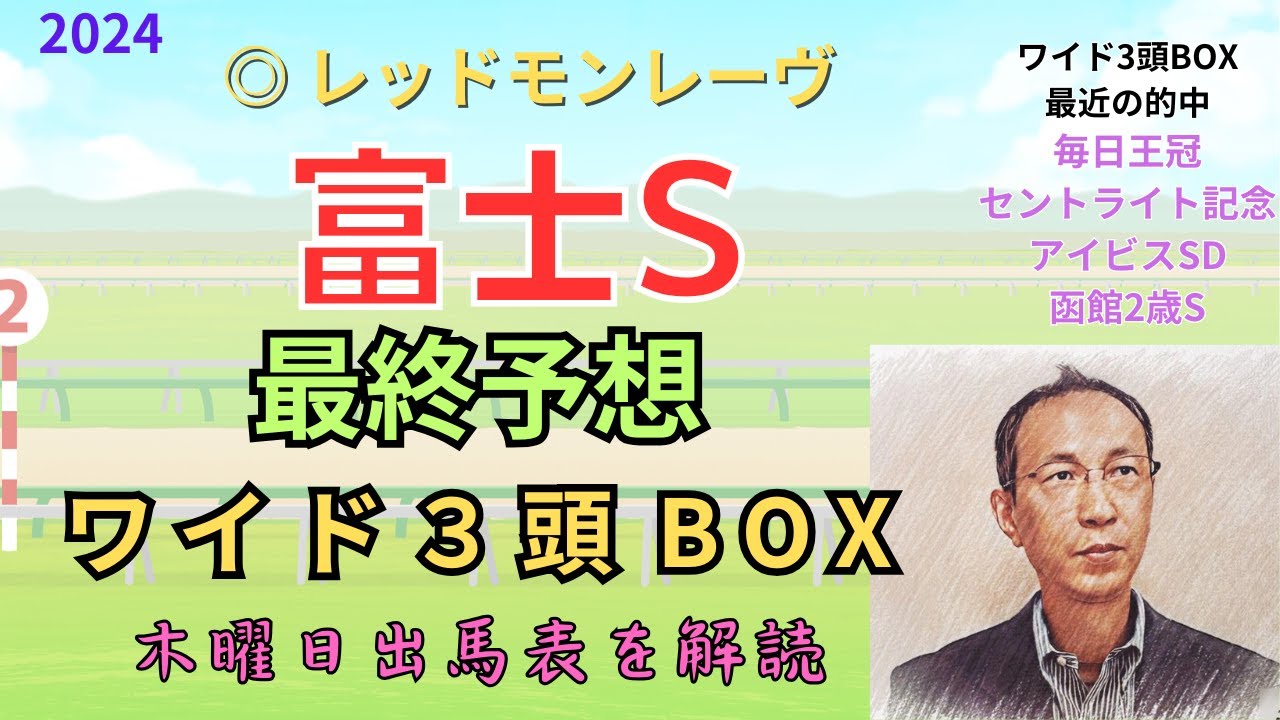 △ 2着、△ ロジリオン 3着「富士ステークス 2024　ワイド3頭BOX3点 予想」 #富士S
