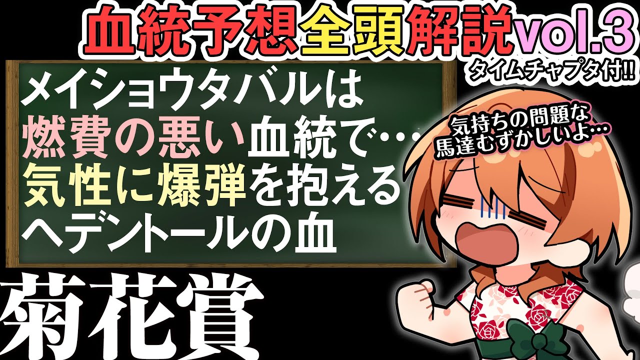 菊花賞 2024 菊ブラフ血統の可能性？スピード要素のタバルや気性爆弾血統に乗替ヘデントール 全馬解説vol.3 #四条大学血統ゼミ🏇🧬