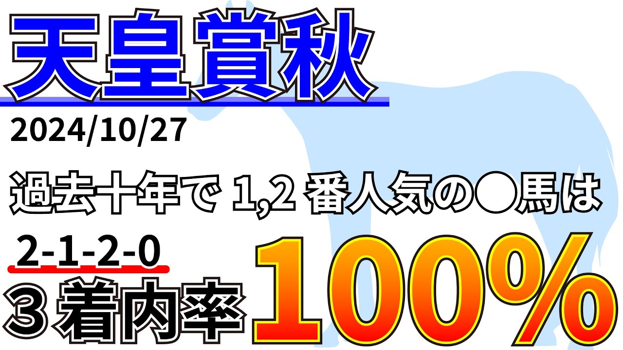 【天皇賞秋2024】過去10年◯◯以上は0-0-0-47で全頭馬券外！？先週の結果&データ&有力馬情報&予想