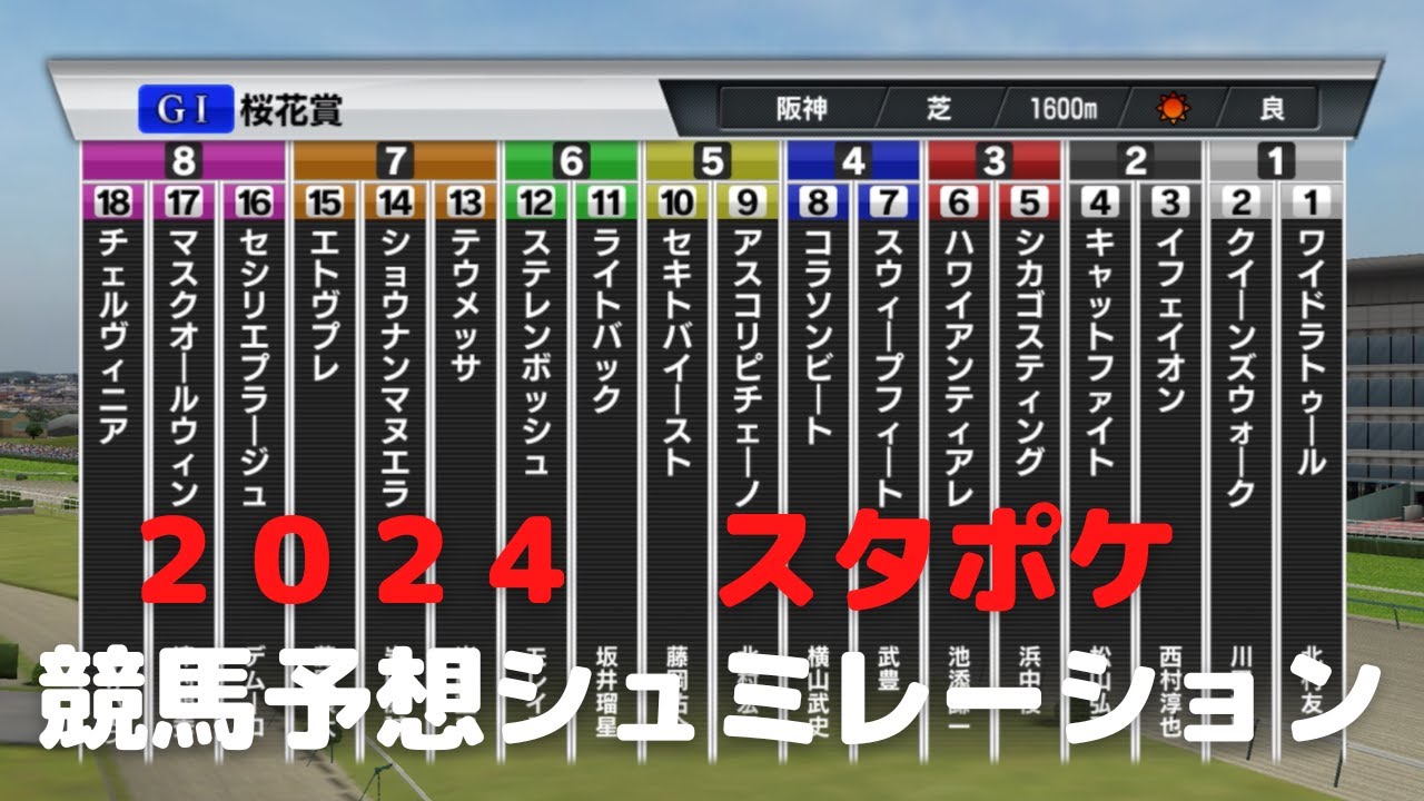 ２０２４　第８４回桜花賞　スタポケ競馬予想シュミレーション！素質馬揃いの牝馬３冠が始まる！