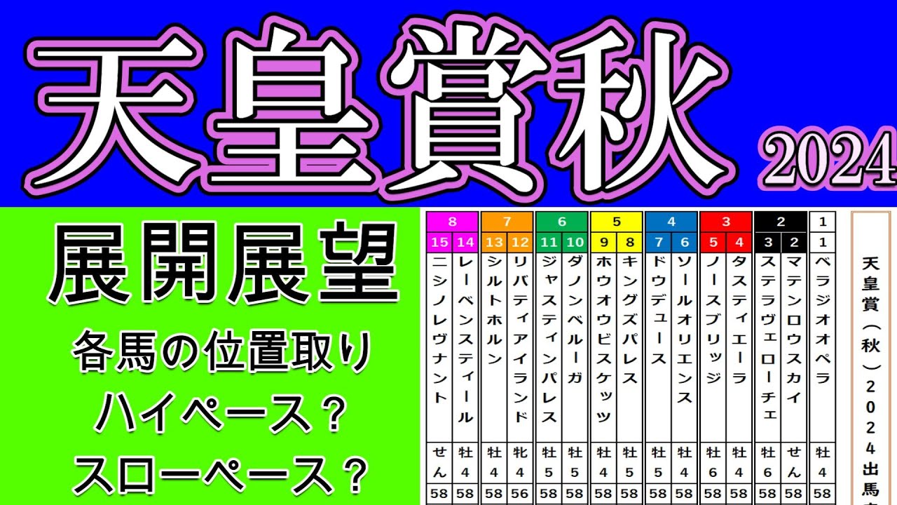 天皇賞秋2024レース展開展望！注目のリバティアイランドの位置取りは？レーベンスティールと外枠からどういう競馬をするか？ドウデュースやベラジオオペラの位置も不気味！鍵となる2番手の馬は？