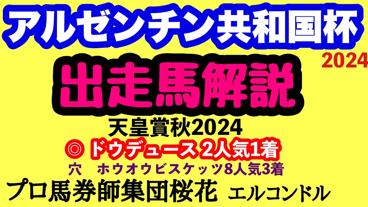 エルコンドル氏のアルゼンチン共和国杯2024出走馬解説！！スピードだけでなくスタミナも問われるコース！さらにハンデ戦で難解な一戦！