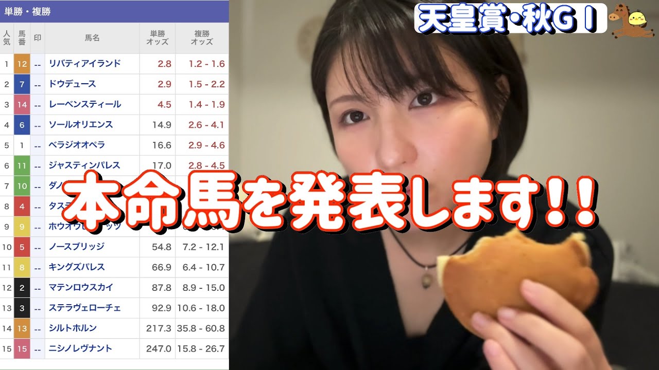 競馬予想【天皇賞・秋 GⅠ🐎 2024.10.27】過去5頭好走データ複勝率100％！大本命はこの馬です。