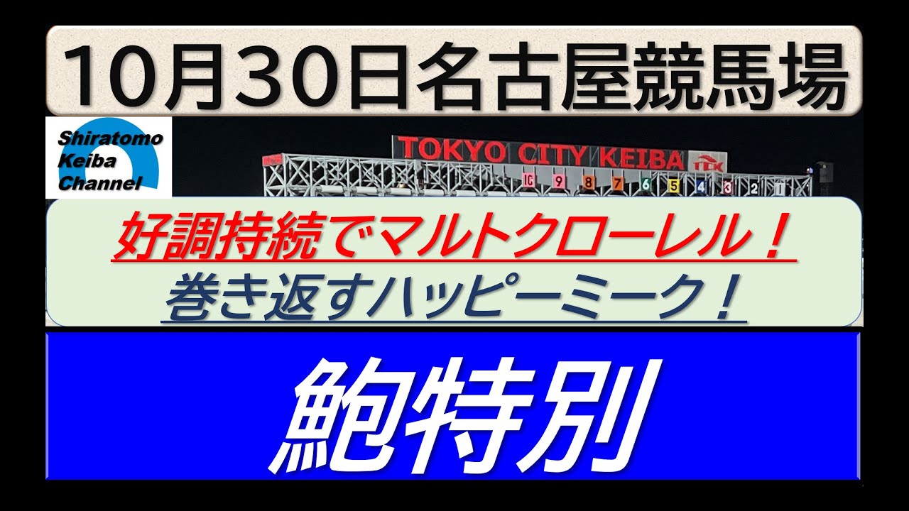 【競馬予想】鮑特別！～２０２４年１０月３０日 名古屋競馬場 ：１０－５８