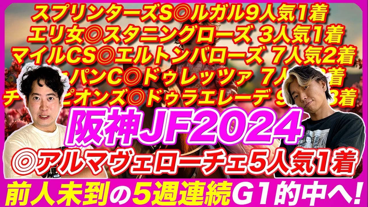 【阪神JF2024】◎アルマヴェローチェ5人気10.5倍1着！5週連続G1的中！