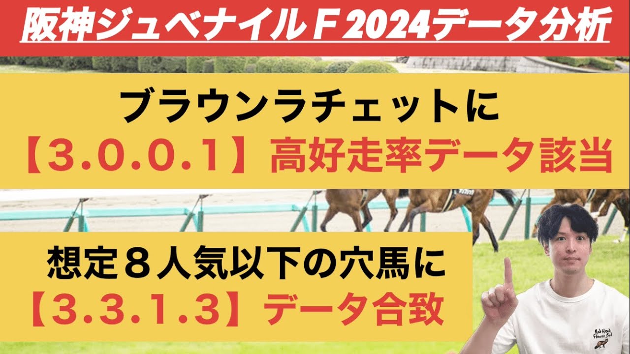【阪神ジュベナイルF2024データ】ブラウンラチェットに「3.0.0.1」高好走率データ合致！想定8人気以下穴馬も「3.3.1.3」妙味