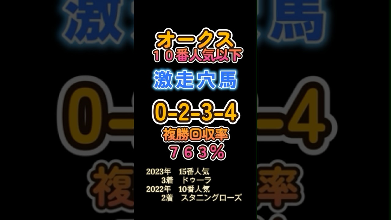 「オークス2024」激走穴馬　　#オークス2024 #競馬予想 #競馬データ #優駿牝馬2024 #穴馬