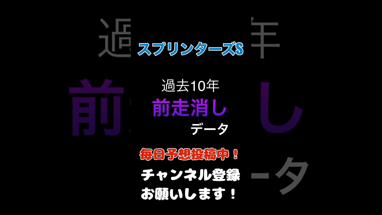 #スプリンターズステークス #競馬予想 前走消しデータ！前走着順と人気から3頭が消しデータへ該当！前走〇〇組か複勝率約5割！#競馬 #予想 #jra #馬券 #スプリンターズs