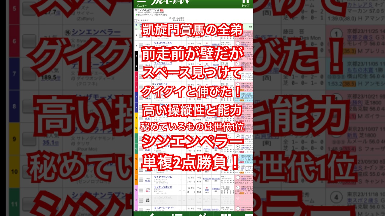 ホープフルステークス2023 競馬予想 #激アツ #競馬 #シンエンペラー