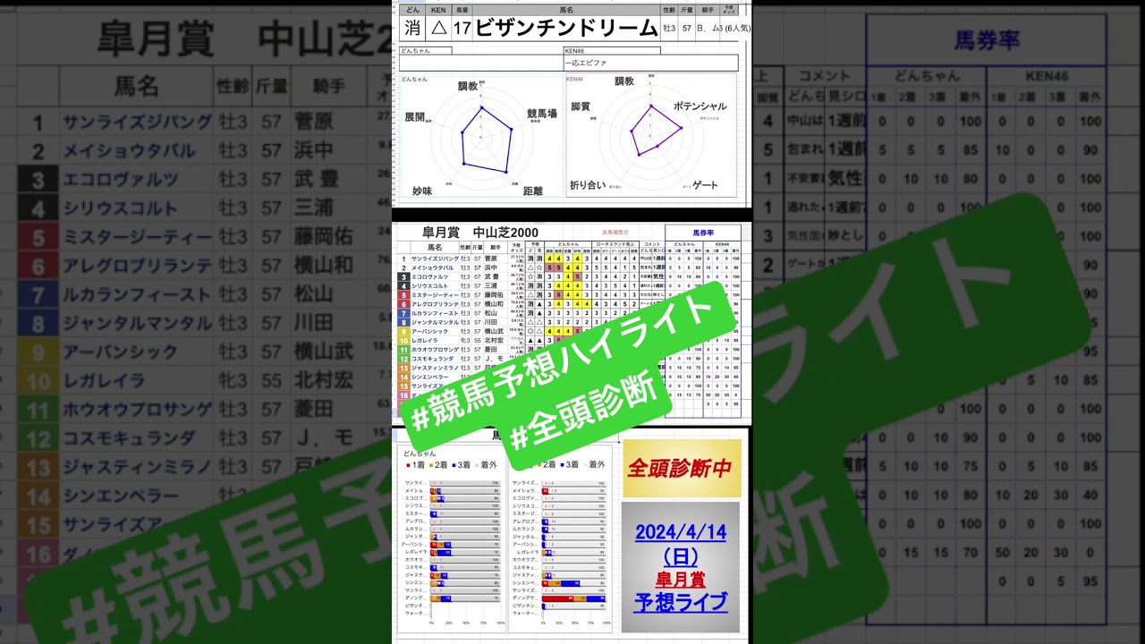 #ビザンチンドリーム　#皐月賞2024 #競馬予想ハイライト #全頭診断