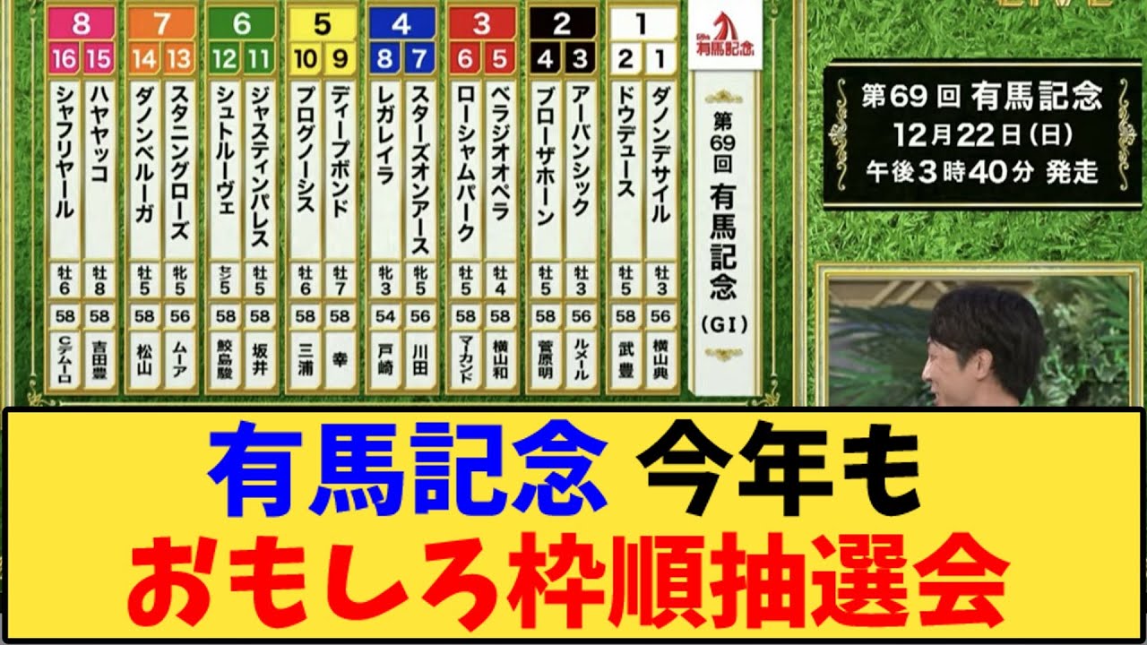 【競馬】「有馬記念 今年もおもしろ枠順抽選会(リアルタイムの反応)w」に対する反応【反応集】