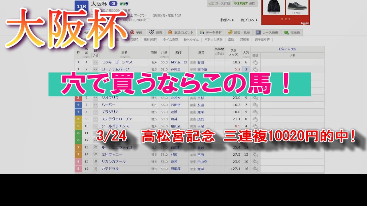 【競馬予想】大阪杯予想