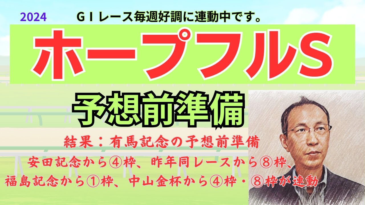 ホープフルステークス ジュタは何枠に？（有馬記念は安田記念から④枠、昨年同レースから⑧枠、福島記念から①枠、中山金杯から④枠・⑧枠が連動し、的中できました） 予想前準備データ 2024 #ホープフルS