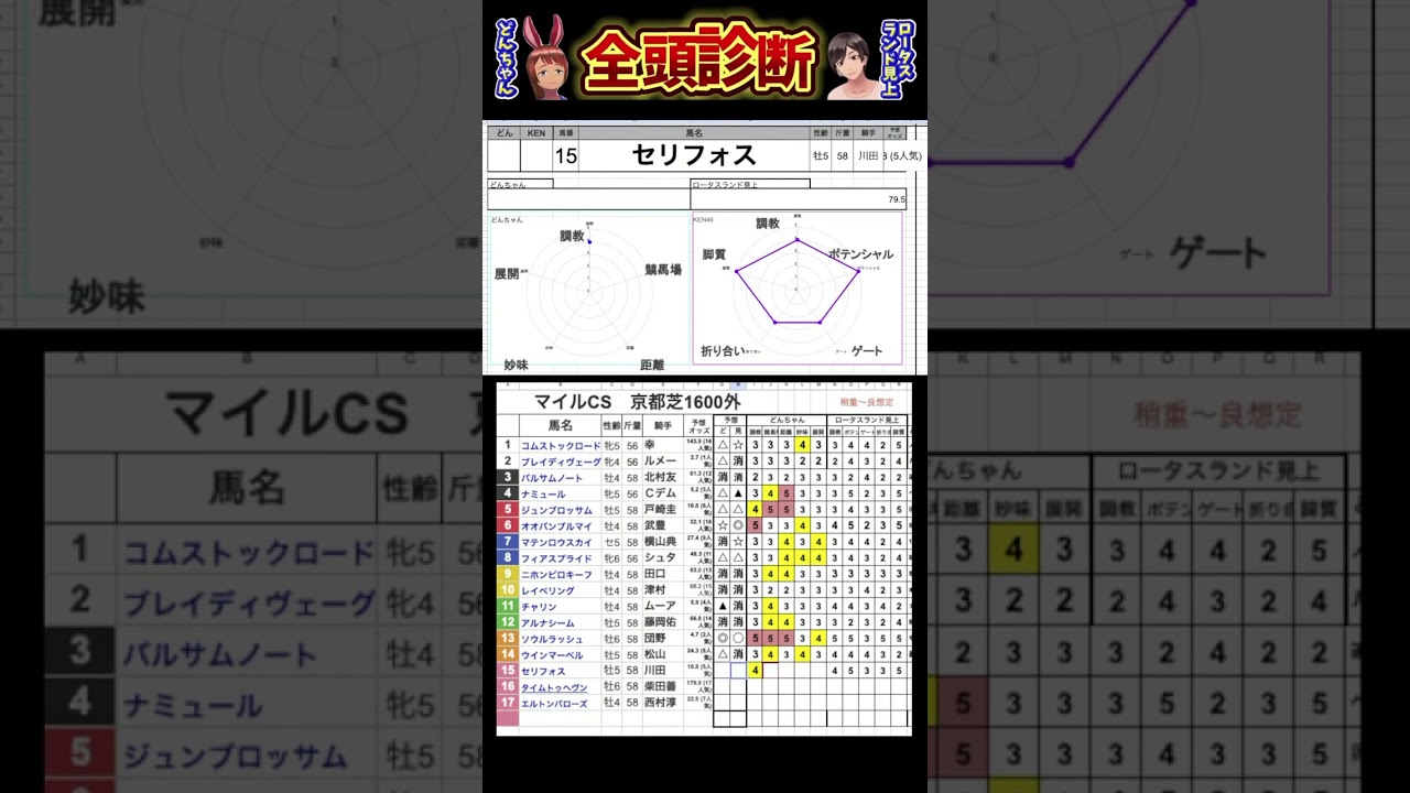 #セリフォス　#マイルチャンピオンシップ2024 #競馬予想ハイライト #全頭診断