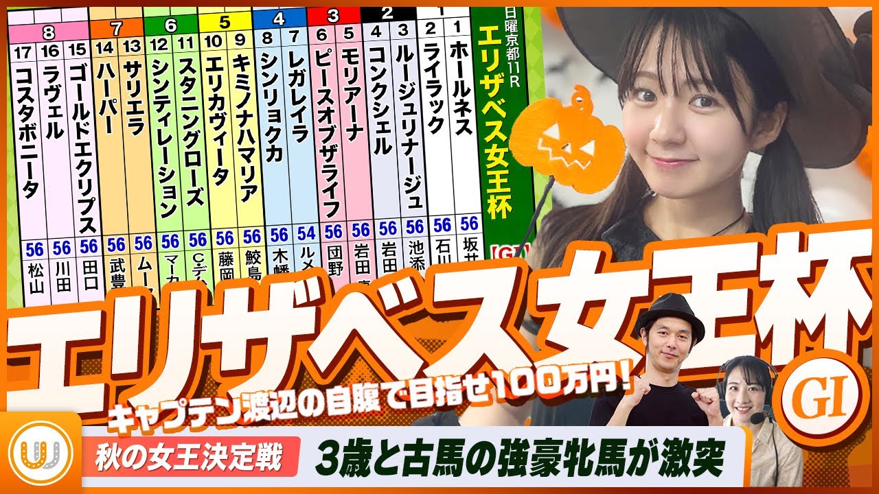【エリザベス女王杯】秋の女王決定戦をガチ予想『キャプテン渡辺の自腹で目指せ100万円！』冨田有紀＆三嶋まりえ