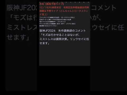 どの馬が行くか　#矢作調教師　#阪神ジュベナイルフィリーズ2024 #モズナナスター　#ミストレス　#坂井瑠星