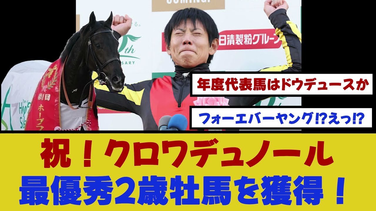 【JRA賞】クロワデュノール、最優秀2歳牡馬に輝く！年度代表馬はドウデュース。競走馬11部門の受賞馬決定