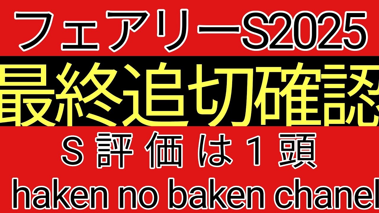 フェアリーステークス2025　最終追切確認と推奨馬紹介　S１頭紹介します