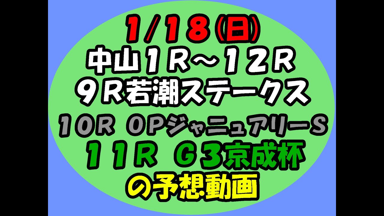 1/19中山競馬の1R～12Rの予想動画