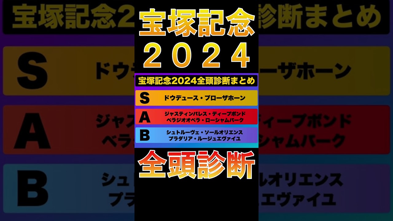 【宝塚記念 2024】ナーツゴンニャー中井の全頭診断表#ウマキんグ#ニートボクロチキン#宝塚記念2024