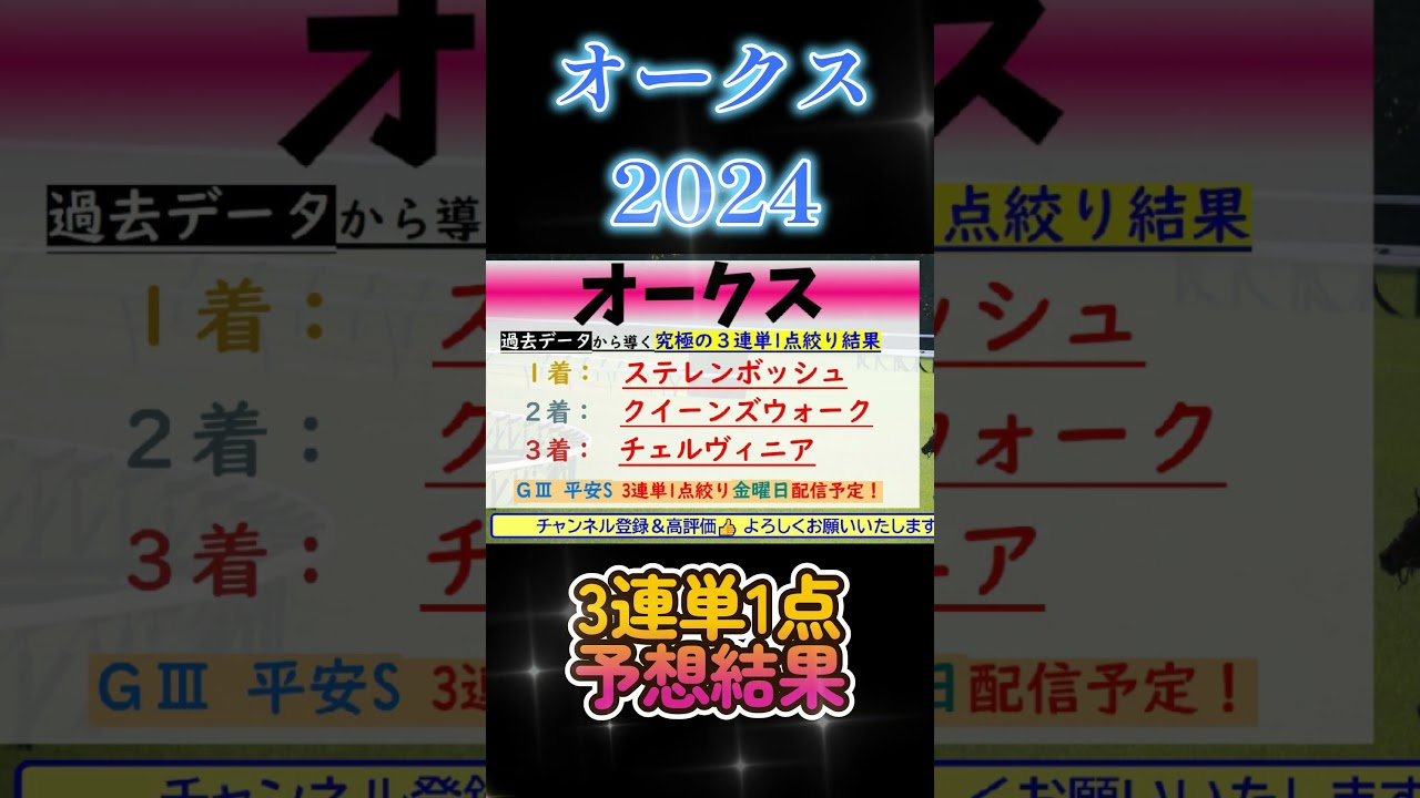 結果発表⇒【123着完全予言】オークス（優駿牝馬） 2024～究極3連単1点絞り理論 #オカルト #競馬予想 #オークス #オークス2024 #優駿牝馬 #shorts #short #チェルヴィニア