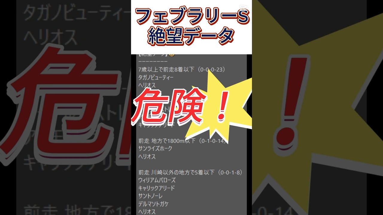 【フェブラリーS】 2025　これは危険！【絶望データ】 001 #競馬予想 #shorts #フェブラリーS