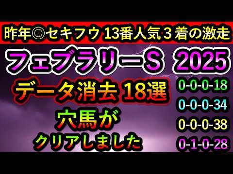 フェブラリーステークス2025 【消去データ18選】 穴馬がクリアしました　昨年◎セキフウ13番人気3着の激走