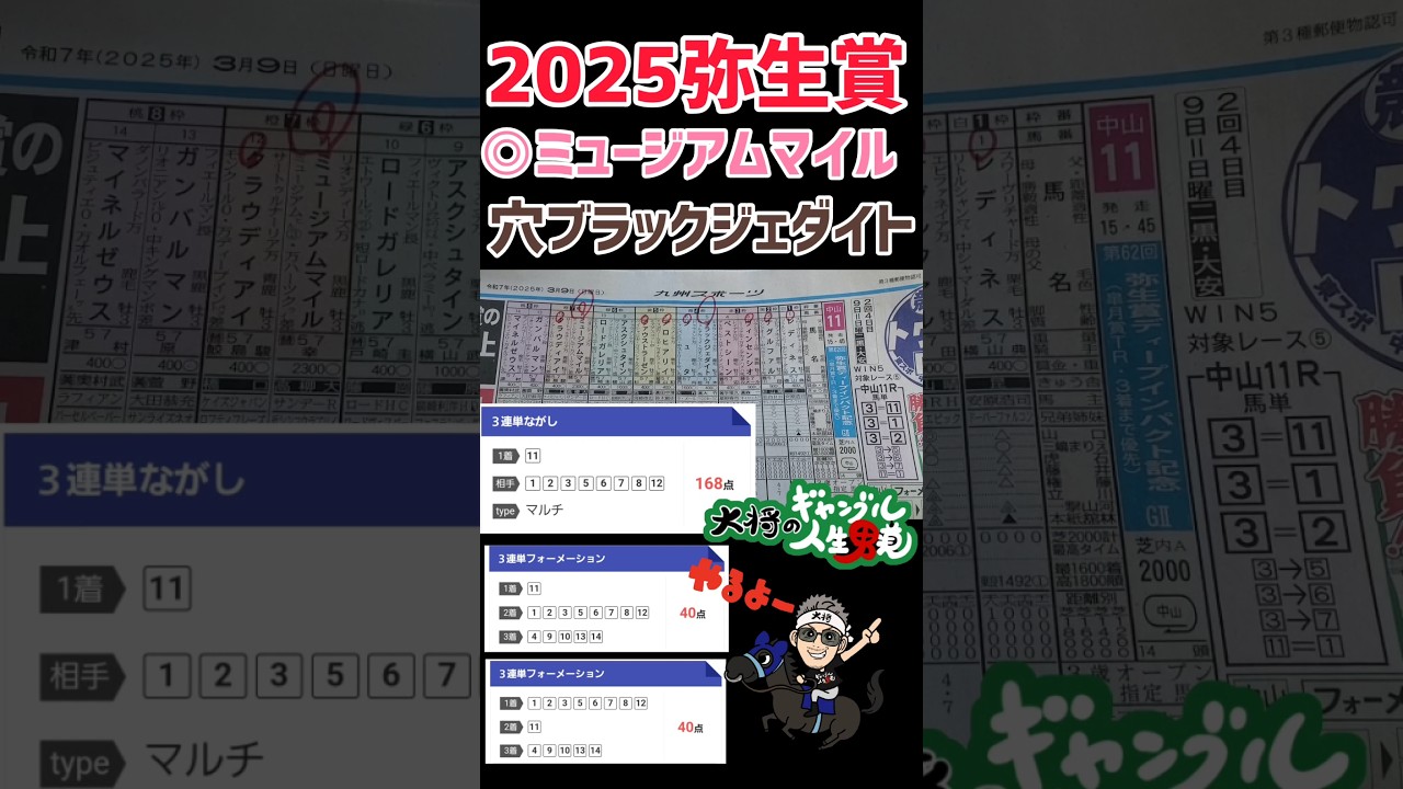 【2025 弥生賞予想】◎ミュージアムマイル！重馬場なら荒れそう！#中央競馬 #競馬予想 #弥生賞 @kojirou0828