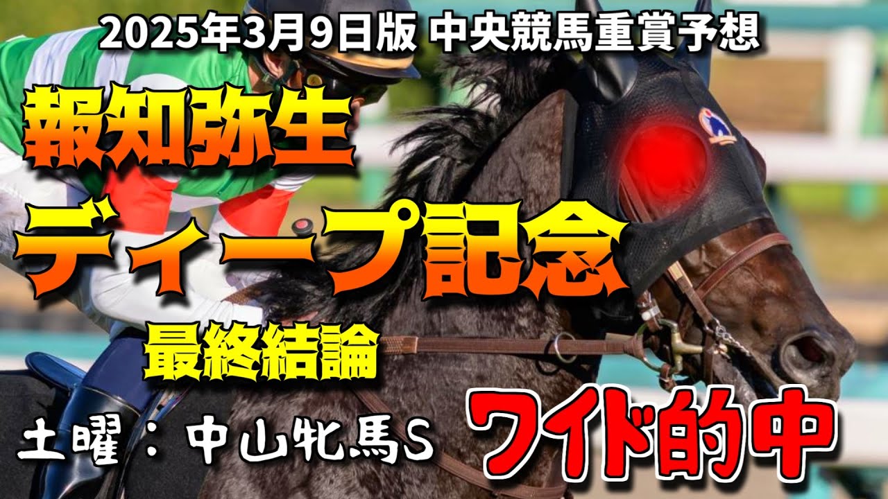 【報知弥生ディープ記念2025】最終結論！目指せ皐月賞！2025年3月9日中央競馬（JRA）重賞予想！平場予想はお休みです。