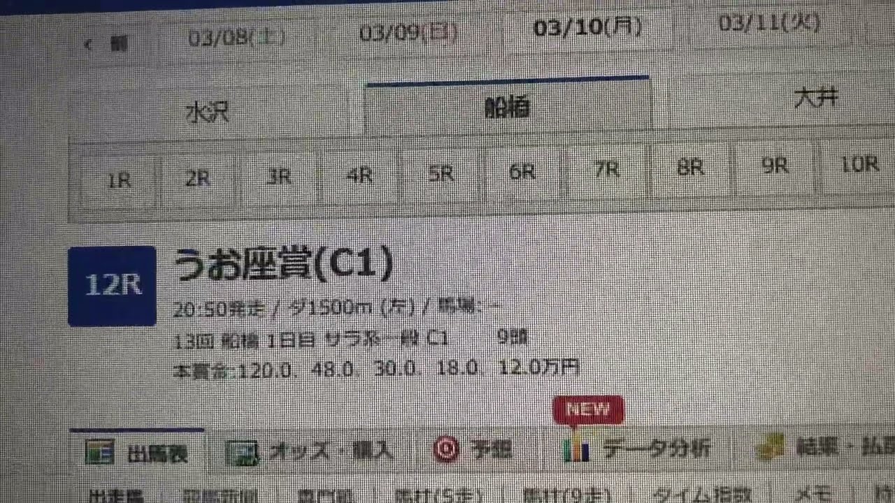 【4着】2025.3.10月　船橋12R