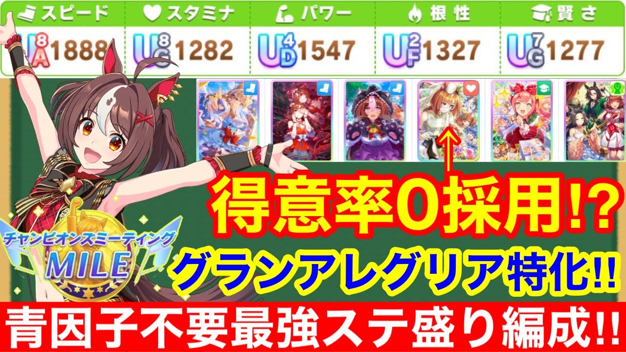 【新シナリオ攻略】チャンミマイルにおいてスキルPt・ステータスすべてを兼ね備えた最強差しスピ3編成が爆誕しました【グランアレグリア/阪神1600m桜花賞】