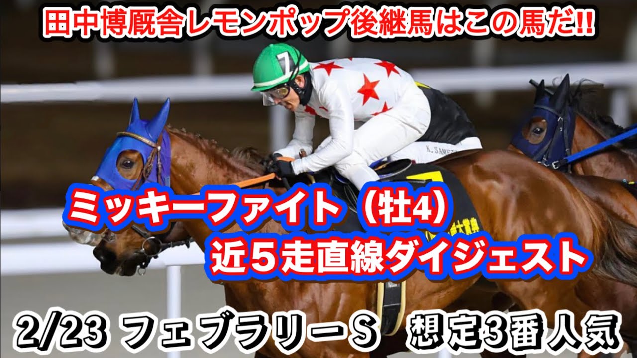 【ミッキーファイト】フェブラリーＳ想定3番人気！近5走直線ダイジェスト