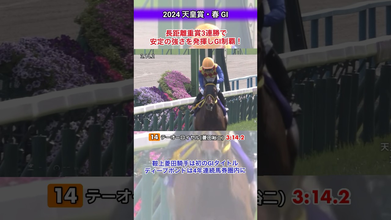 【天皇賞春2024】テーオーロイヤルが抜群の強さを発揮し人馬共にGI初制覇！#gi #jra #競馬 #天皇賞春 #テーオーロイヤル #菱田裕二
