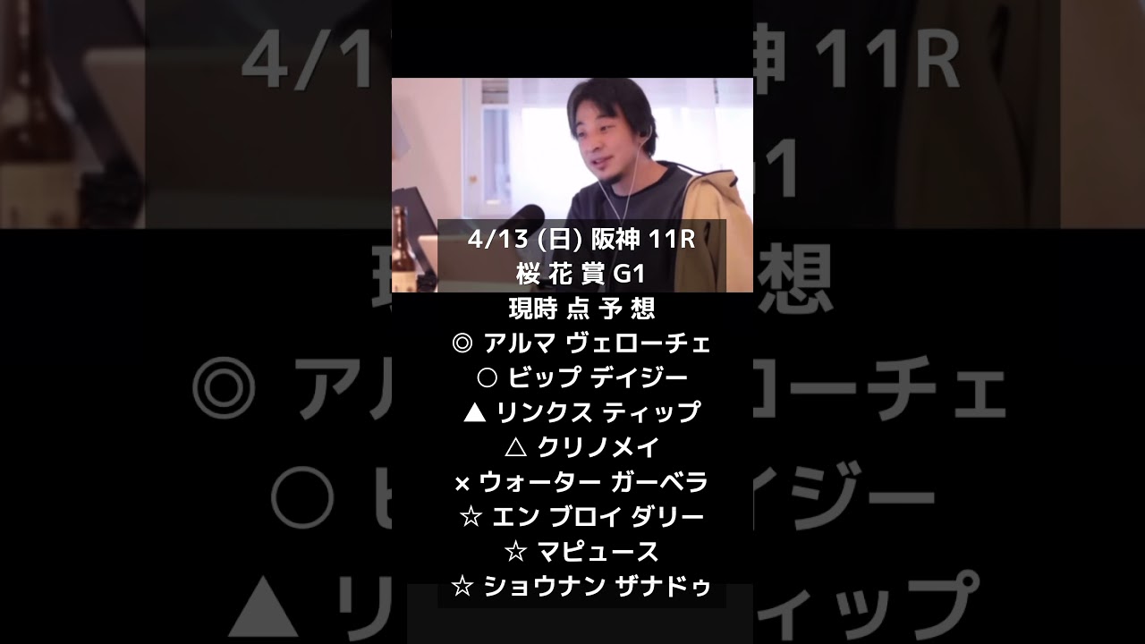 桜花賞G1ひろゆき現時点予想#ひろゆき#桜花賞 #g1#予想@キャリア40年以上のプロ馬券