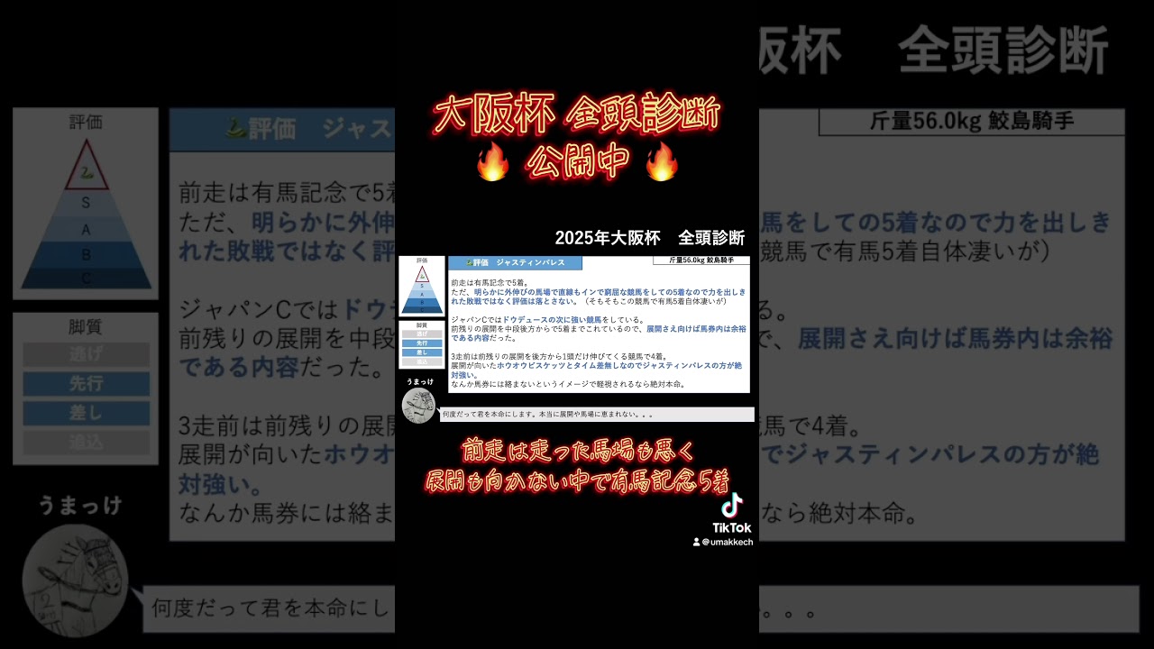 【大阪杯2025】全頭診断！重賞回収率130%敏腕馬券師の重賞予想！#shorts #大阪杯 #大阪杯2025 #競馬 #競馬予想 #高松宮記念