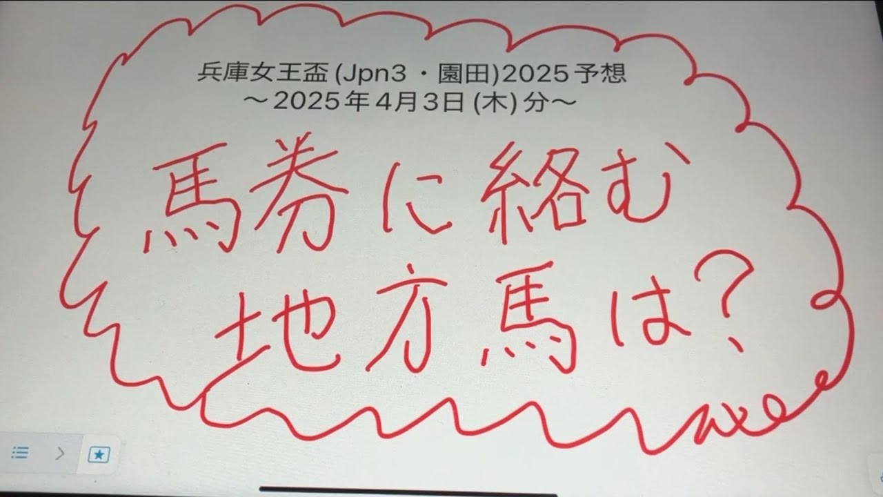 兵庫女王盃(Jpn3・園田)2025予想ｰ2025年4月3日(木)分