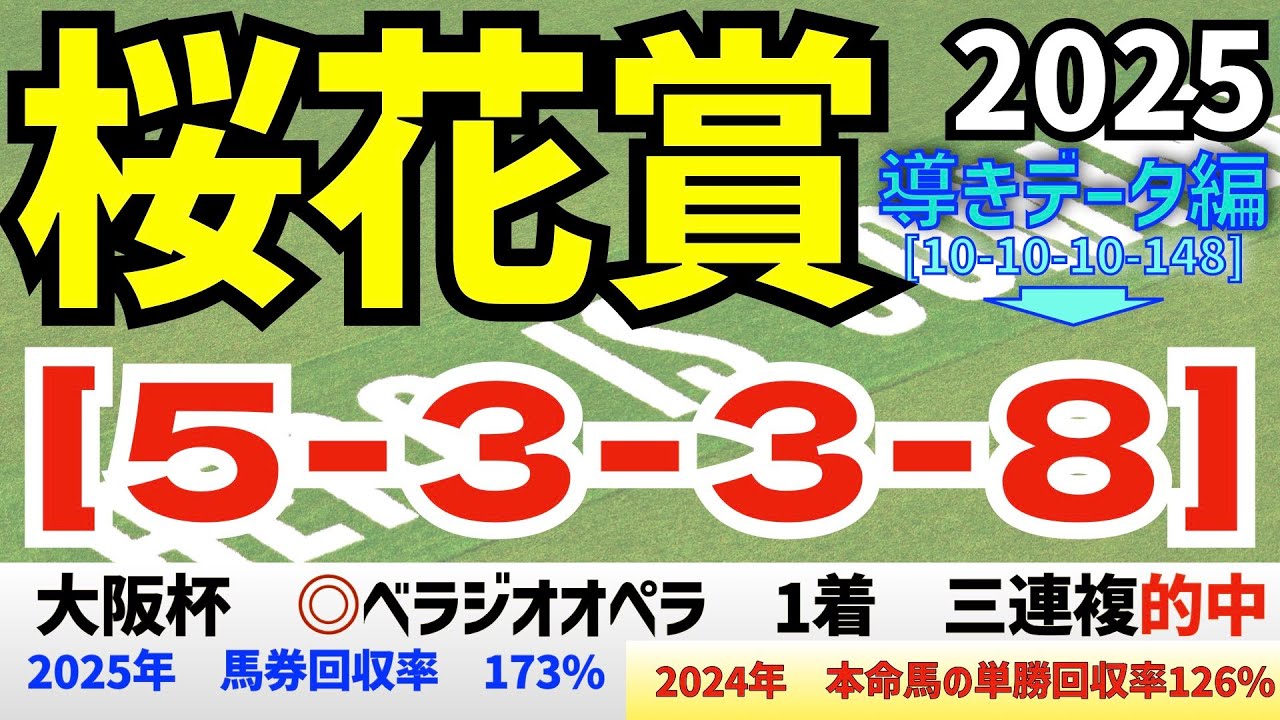 【桜花賞2025】　導きデータ編　過去10年間のデータから導かれた馬とは！/昨年の単勝回収率126%/今年の馬券回収率は173％　と絶好調【データ傾向】【競馬予想】