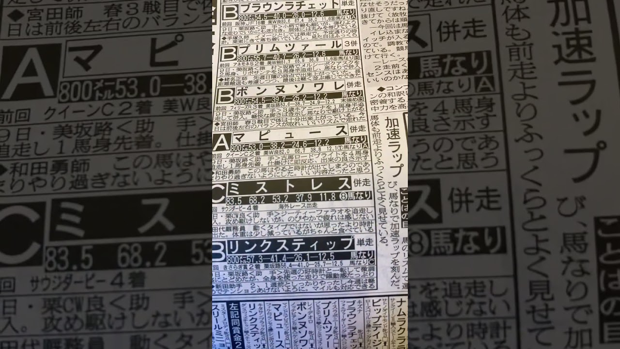 #競馬  桜花賞　追い切り