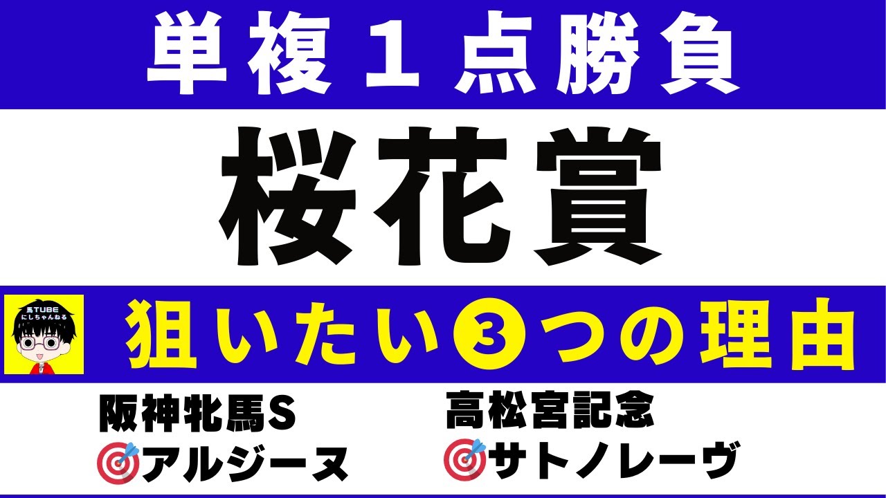 #1867【単複１点勝負 2025　桜花賞】狙いたい３つの理由　チューリップ賞組は着順よりも人気　にしちゃんねる 馬Tube