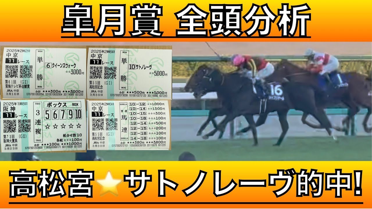 【皐月賞2025】皐月賞の全頭分析と徹底予想‼️S評価、A評価の本命、大穴候補はどの馬か！高松宮記念◎サトノレーヴ、金鯱賞◎クイーンズウォーク、阪神大賞典⭐️マコトヴェリーキーで的中の重賞予想‼️