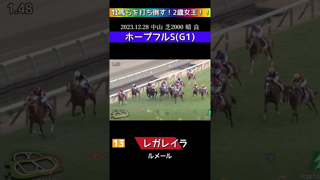 【 競馬 】 レガレイラ！G1ホープフルS！牡馬らを打ち倒す！2歳女王！！追込レース集！#shorts #競馬