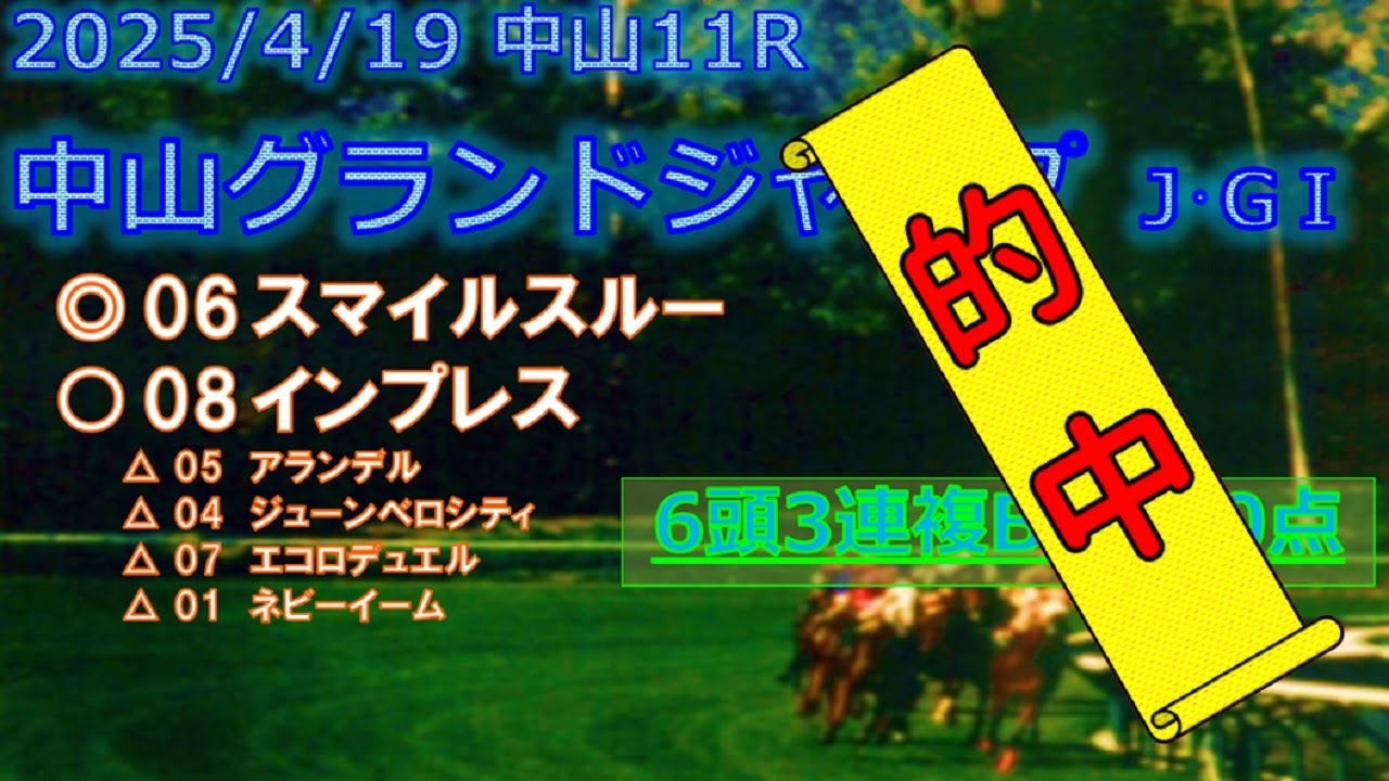 【3連複40.5倍的中！回収率202.5％】中山グランドジャンプ予想（2025年4月19日中山11R）by R2理論