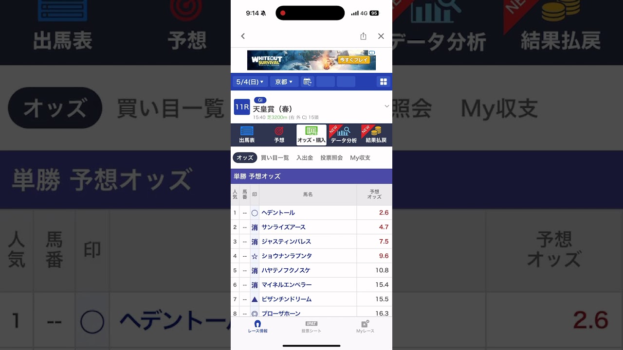 天皇賞春2025超最速予想！！変わることなし！！G1楽しみましょう♪#天皇賞春 #天皇賞 #天皇賞春2025 #競馬予想 #ワイド #shorts