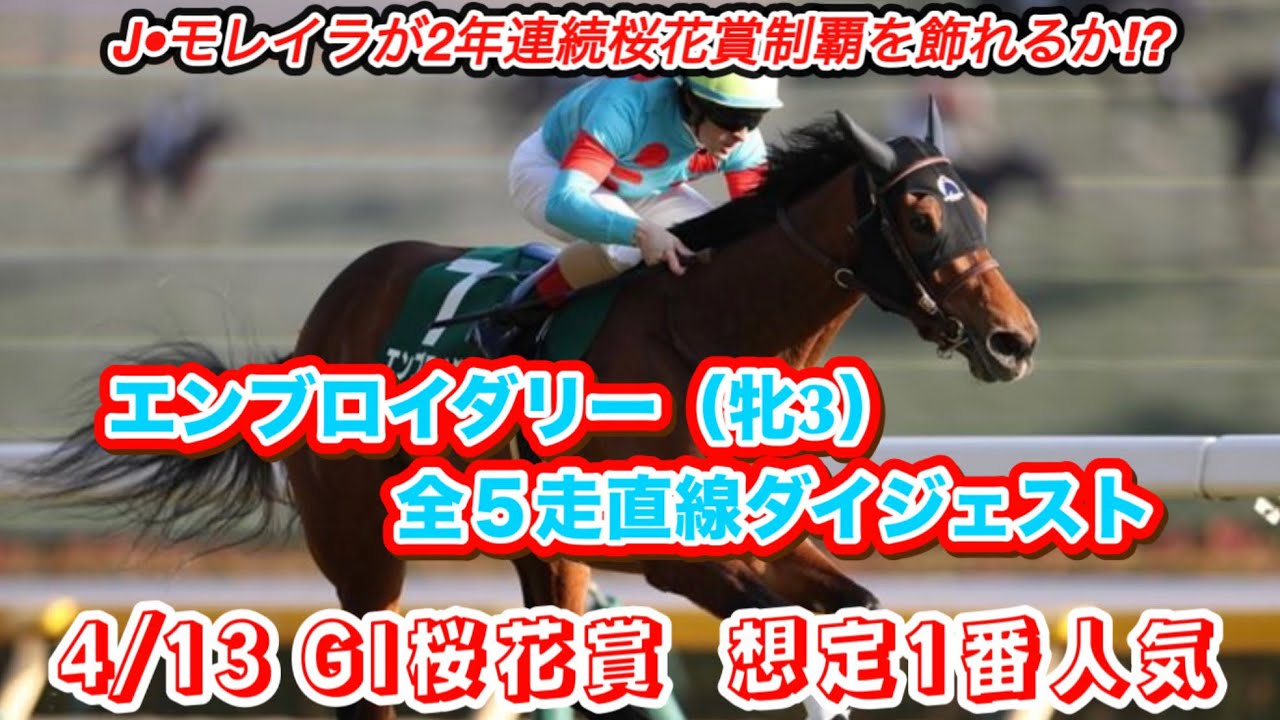 【エンブロイダリー】GI桜花賞想定1番人気！全5走直線ダイジェスト